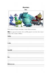 Monters Inc. worksheet