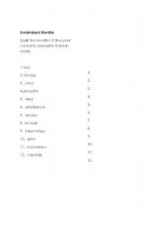 English Worksheet: scrambled months