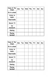 English Worksheet: Weekly Diary