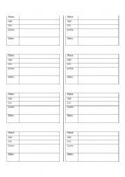 English worksheet: Personal Information Form
