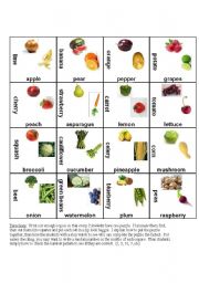 English Worksheet: Fruit and vegetable puzzle