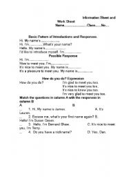 English worksheet: Greeting : How do you do?