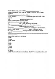 English Worksheet: WAS AND WERE