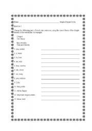 English worksheet: Forming the verb To Be Exercise 1