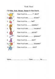 English Worksheet: Clothes