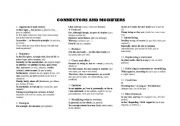 English Worksheet: connectors and modifiers