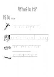 English Worksheet: School Objects