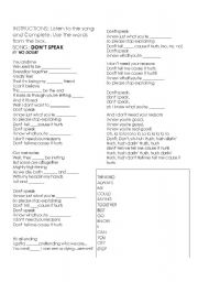 English Worksheet: Song 