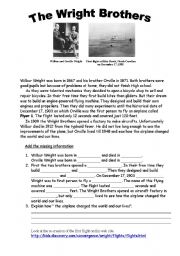English Worksheet: The Wright Brothers