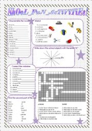 English Worksheet: Shool_Fun_Activities! B/w and Keys.