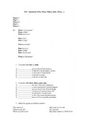English worksheet: WH question worksheet
