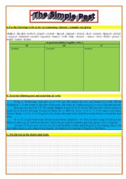 English worksheet: the simple past tense