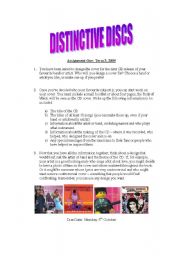 English worksheet: Distinctive Discs/Music/Song writing 