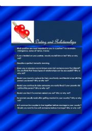 English Worksheet: Dating and Relationships