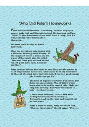 English Worksheet: Who did Peters Homework
