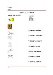 English Worksheet: What is it doing?