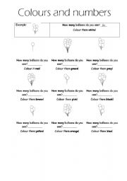 English worksheet: Colours & Numbers