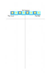 English Worksheet: Summer T Chart