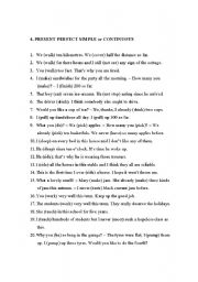 English Worksheet: present perfect simple or continuous