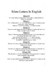 English Worksheet: Silent Letters In English