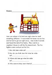 English Worksheet: The Fire