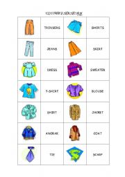 English Worksheet: CLOTHES DOMINO