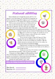English Worksheet: Natural abilities