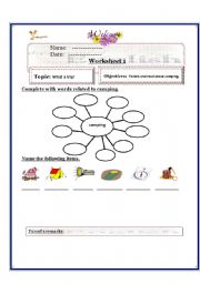 English Worksheet: camping