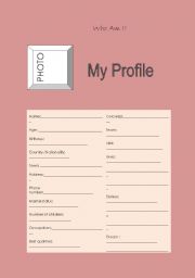 English worksheet: My Profile
