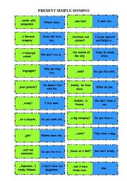 English Worksheet: PRESENT SIMPLE DOMINOES - FULLY EDITABLE