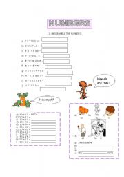 English worksheet: NUMBERS