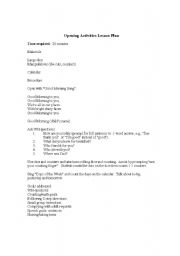 English Worksheet: Opening activities