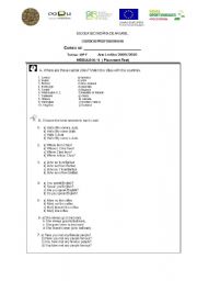 English Worksheet: placement test- profissionais