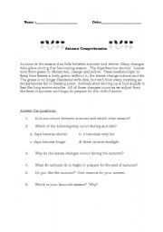 English worksheet: Autumn Comprehension