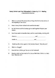 English worksheet: Harry Potter Comprehension