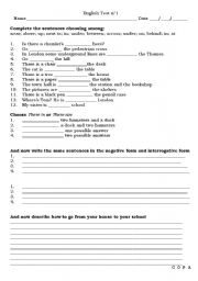 English worksheet: FIRST ENGLISH TESTS n1