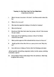English worksheet: Journey to the River Sea Comprehension