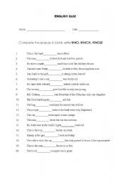 English Worksheet: WHO - WHICH - WHOSE