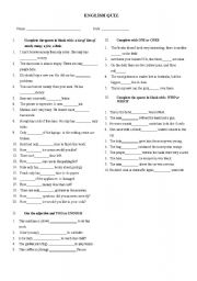 English Worksheet: QUANTIFIERS - WHO VS WHICH - ONE VS ONES, TOO VS ENOUGH