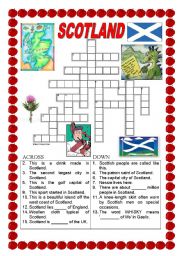 English Worksheet: Scotland - crossword