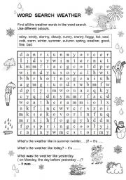 English Worksheet: Word Search Weather