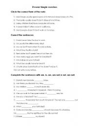 English Worksheet: Present Simple exercises