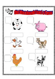 English Worksheet: Old Macdonals had a Farm Activity and Lyrics (2 pages)