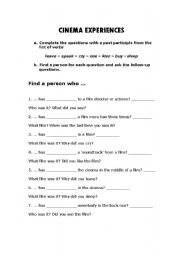 English Worksheet: Find someone who ... Cinema experiences