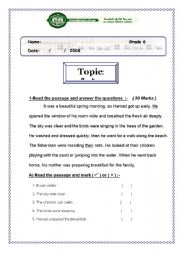 English Worksheet: Reading Comprehension