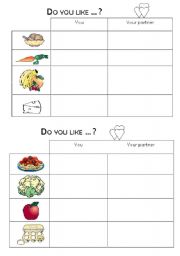 English worksheet: food pairwork