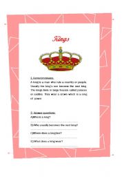 English worksheet: Kings