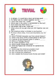 English Worksheet: TRIVIAL