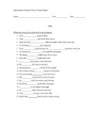 English worksheet: Present Simple test