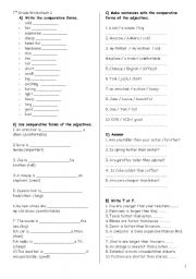 English Worksheet: comperavtves